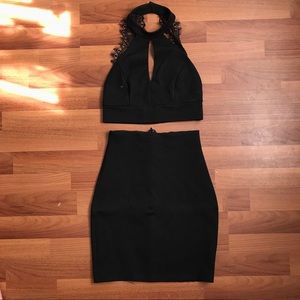 Lulu’s Chic My Interest Black Lace Two Piece Set